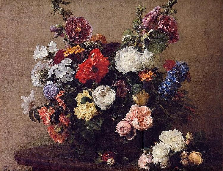 Henri Fantin-Latour Latour Bouquet of Diverse Flowers